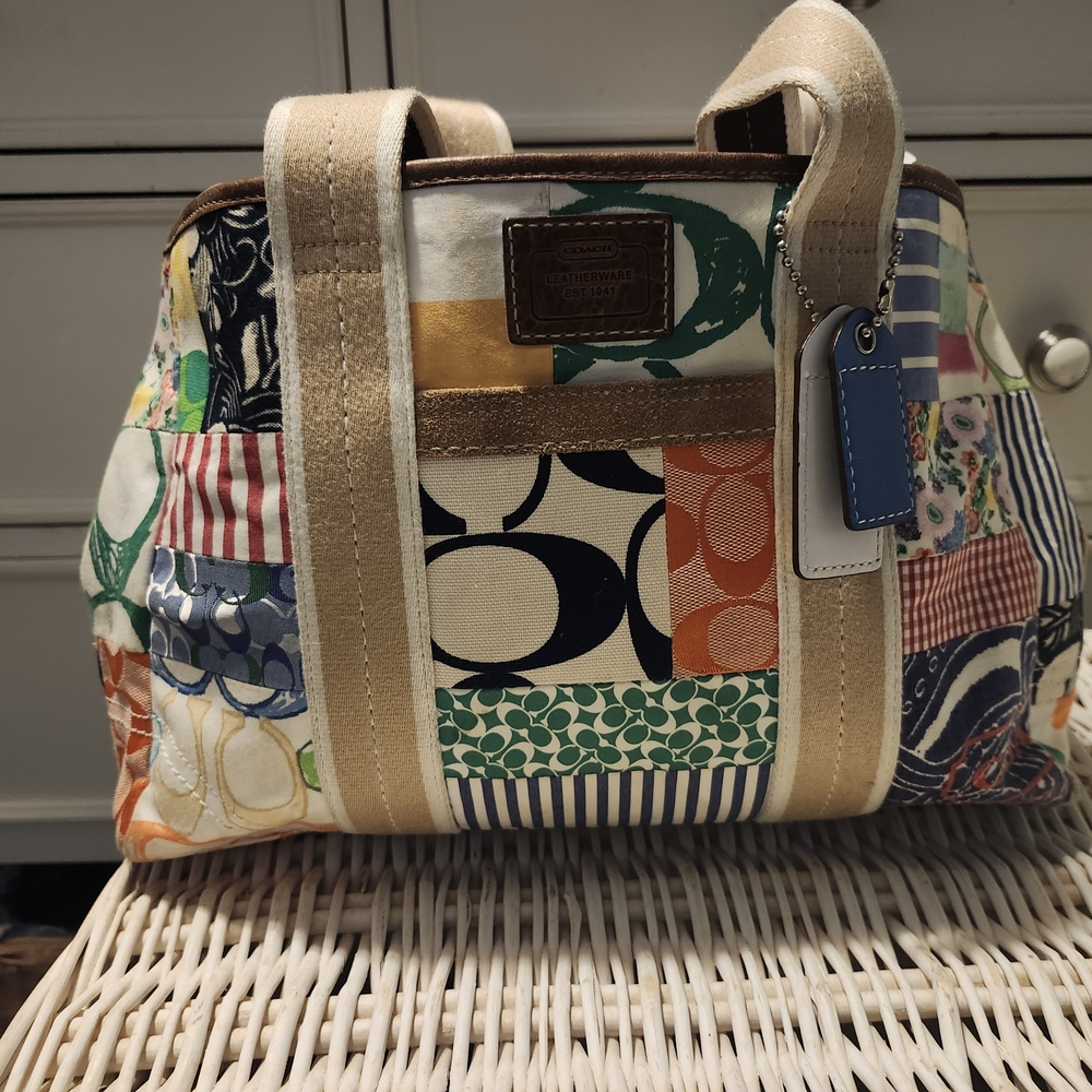 Coach Patchwork Canvas Tote in Multi Color